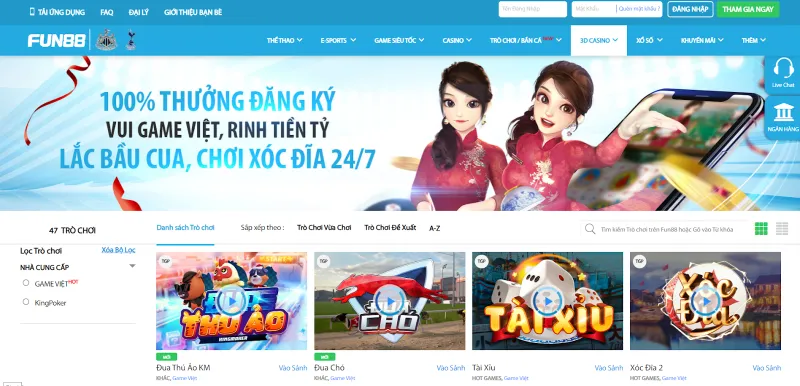 game bài đổi thưởng Fun88